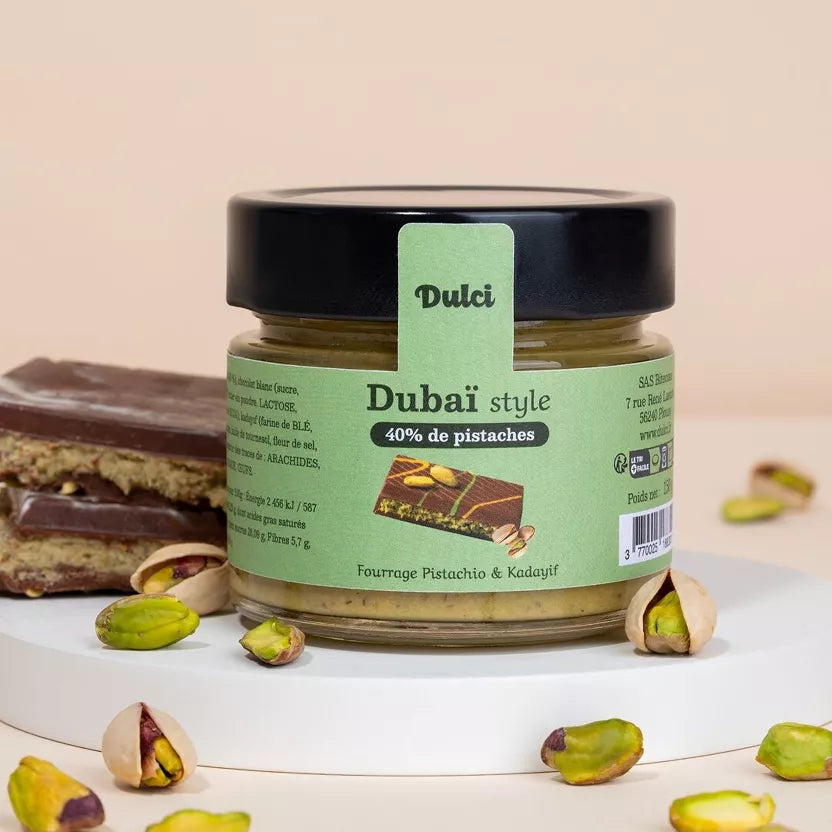 Pâte à tartiner 40% Pistache Dubaï style Chocolat 150 gr